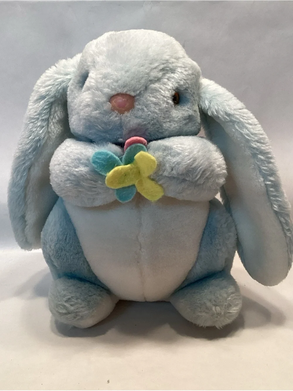 Westcliff Collection Blue White Bunny Rabbit Flowers Standing Plush 9